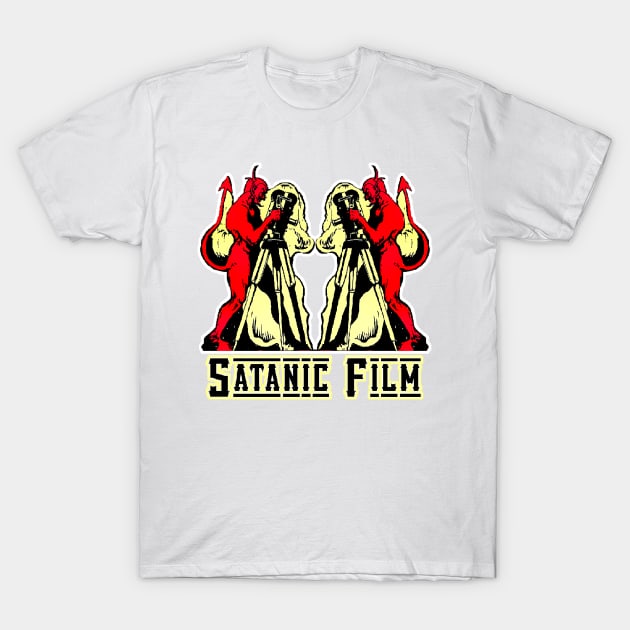 Satanic movie with a devilish director and hellish script T-Shirt by Marccelus